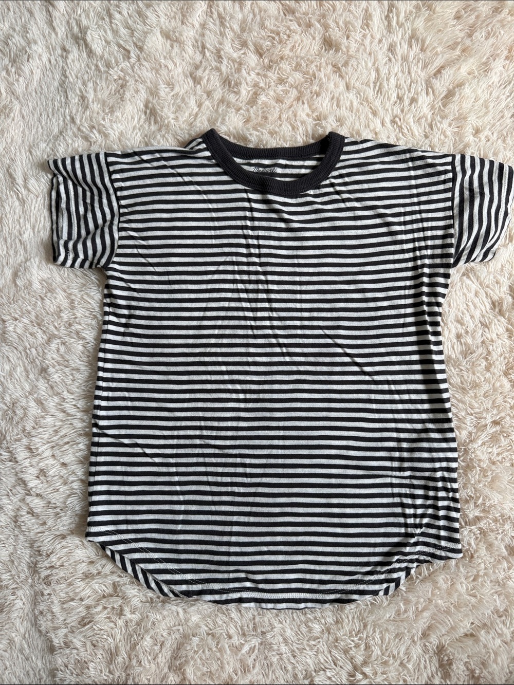 Madewell Black and White Striped Kids Short Sleeve Tee